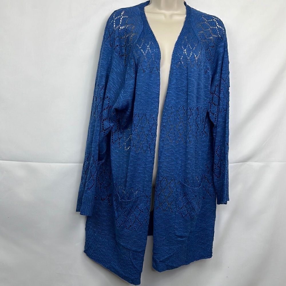 Elesol Blue Open Cardigan with pockets size XXL NWT